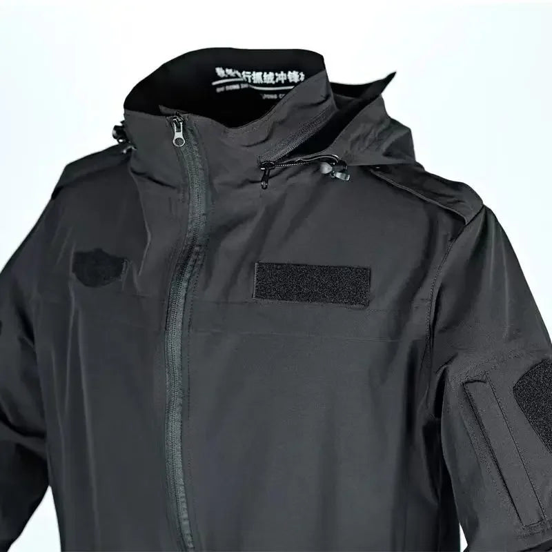 Tactical Uniform Hunting Set Men Spring Summer Breathable Quick Drying Suit Waterproof Drawstring Hooded Jacket 2 Piece Set New