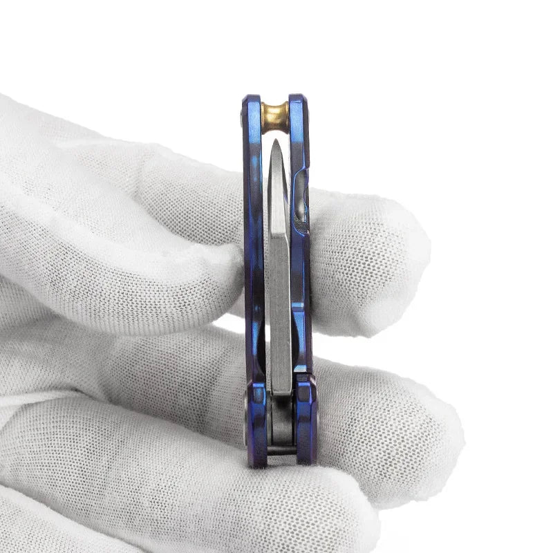 Titanium alloy S35VN folding knife high hardness keychain pocket knife outdoor EDC self-defense mini pocket knife cutting tool