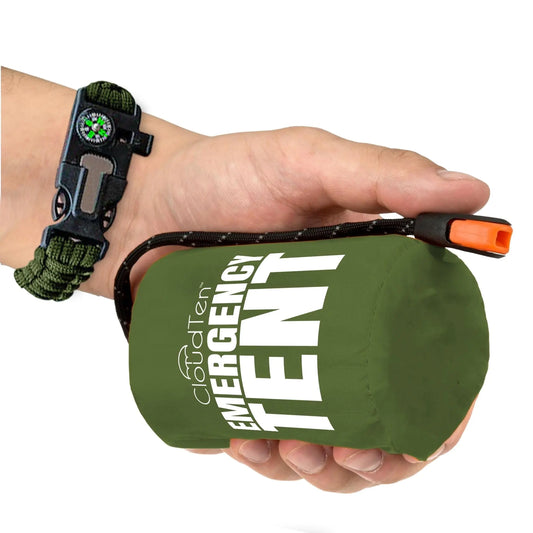 CloudTen Survival Gear: Lightweight 2 Person Survival Tent with Multi-Function Paracord Bracelets - Essential Emergency Tent & Bug Out Bag Items for Preppers Hikers Survivalists Campers Boy Scouts
