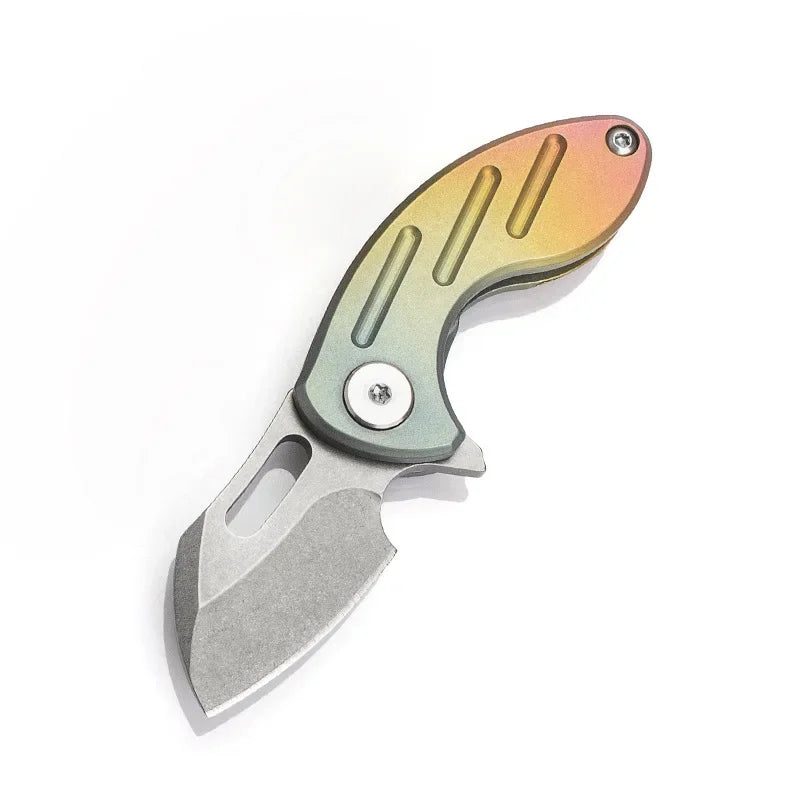Titanium alloy S35VN folding knife high hardness keychain pocket knife outdoor EDC self-defense mini pocket knife cutting tool