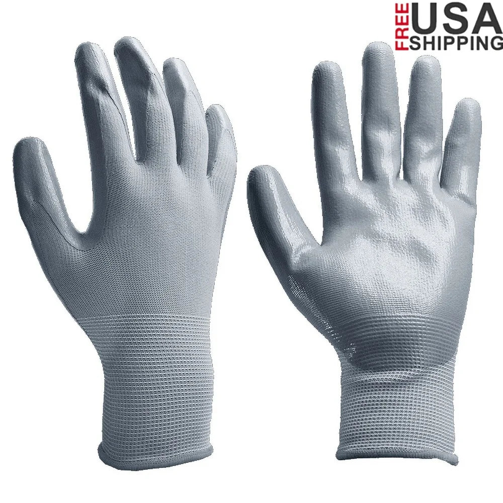 10 Pairs Nitrile Gripping Gloves Large Waterproof Anti Slip Work Gloves Garden Construction Automotive Assembly