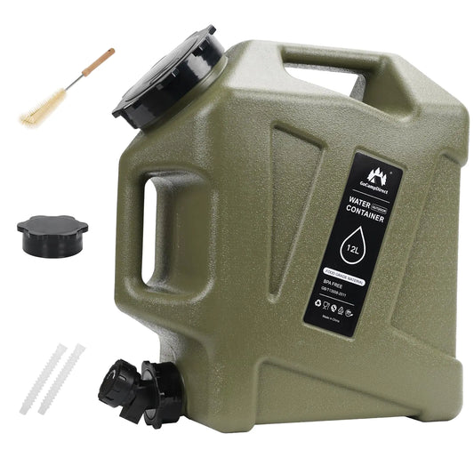 GoCampDirect Camping Water Jug - 3.2 Gallan Water Container with Spigot | Portable Water Tank for Outdoor Hiking Picnic Supplies-Green