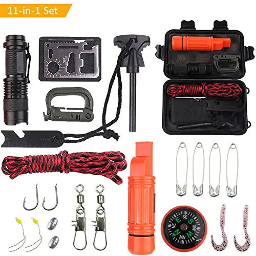Outdoor Adventure SOS Survival Gear Set with Fishing Tools