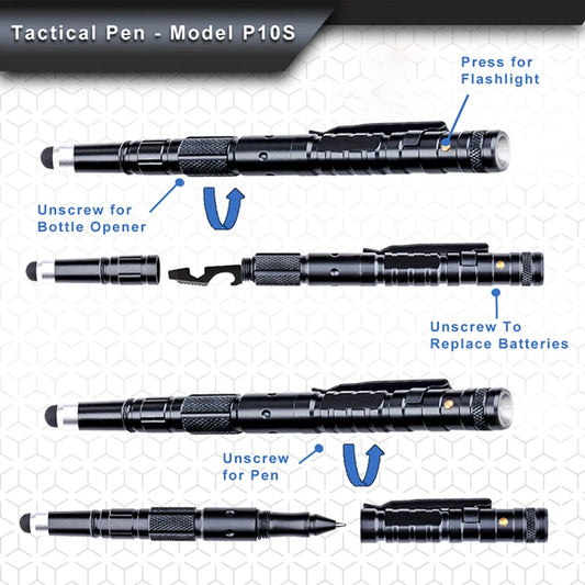 Tactical Pen, Self Defense Pen & Multi-tool Pen, Flashlight Survival Pen for Men & Women, Tactical Gear & Gift - Military EDC