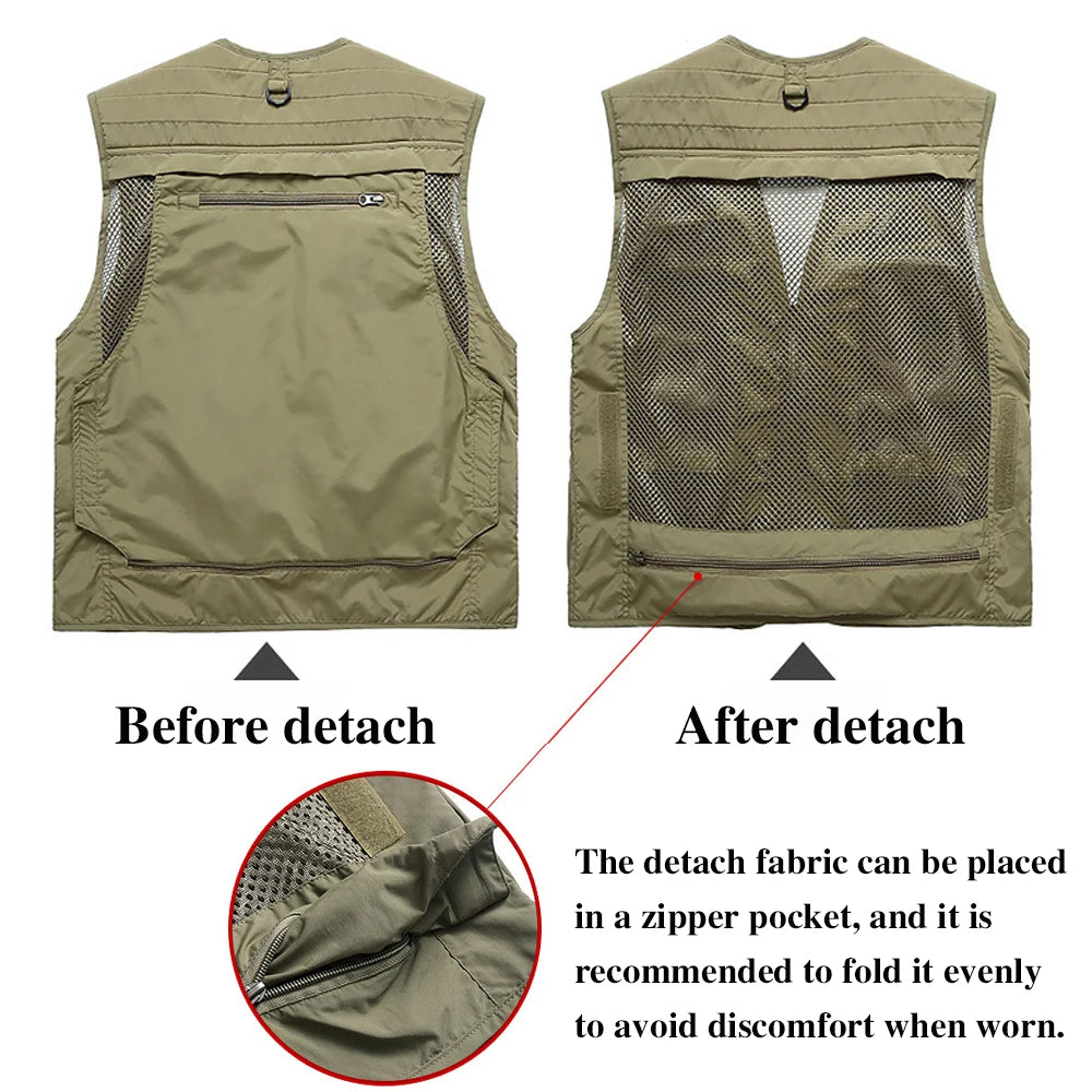 Safety Vest Man Working Clothes Multi Pocket Photography Hiking Fishing Breathable Mesh Hi Vis Work Vest