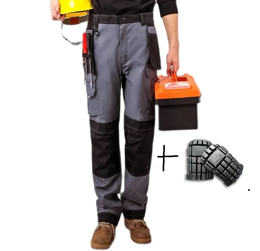 Mens Working Pants With Knee Pads Multi Pockets Cargo Pants Work Pants For Men Workwear Cargo Trousers Welding Repairman Uniform