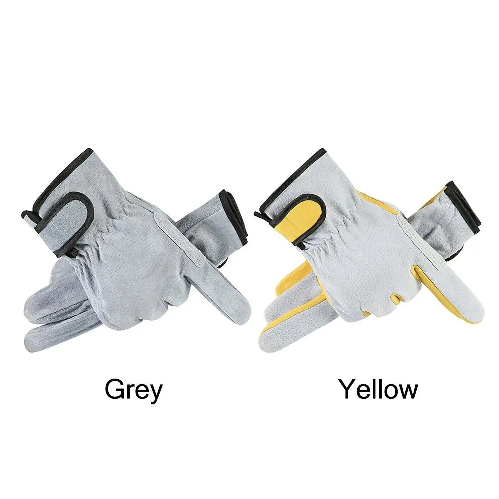 Welding Gloves Heat-Resistant Flame Retardant Leather Work Gloves Grey Yellow Anti-cutting Oven Fireplace Welder Supplies