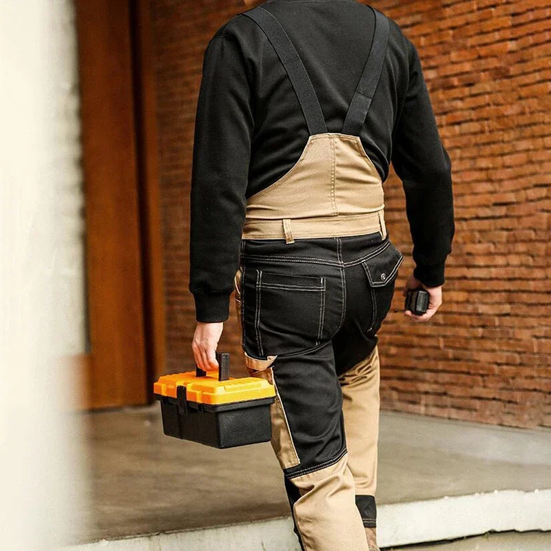 Cotton Overalls Men Workwear Mechanic Welding Overalls with Knee Pads Multi-Pocket Bib Overalls Men Work Wear