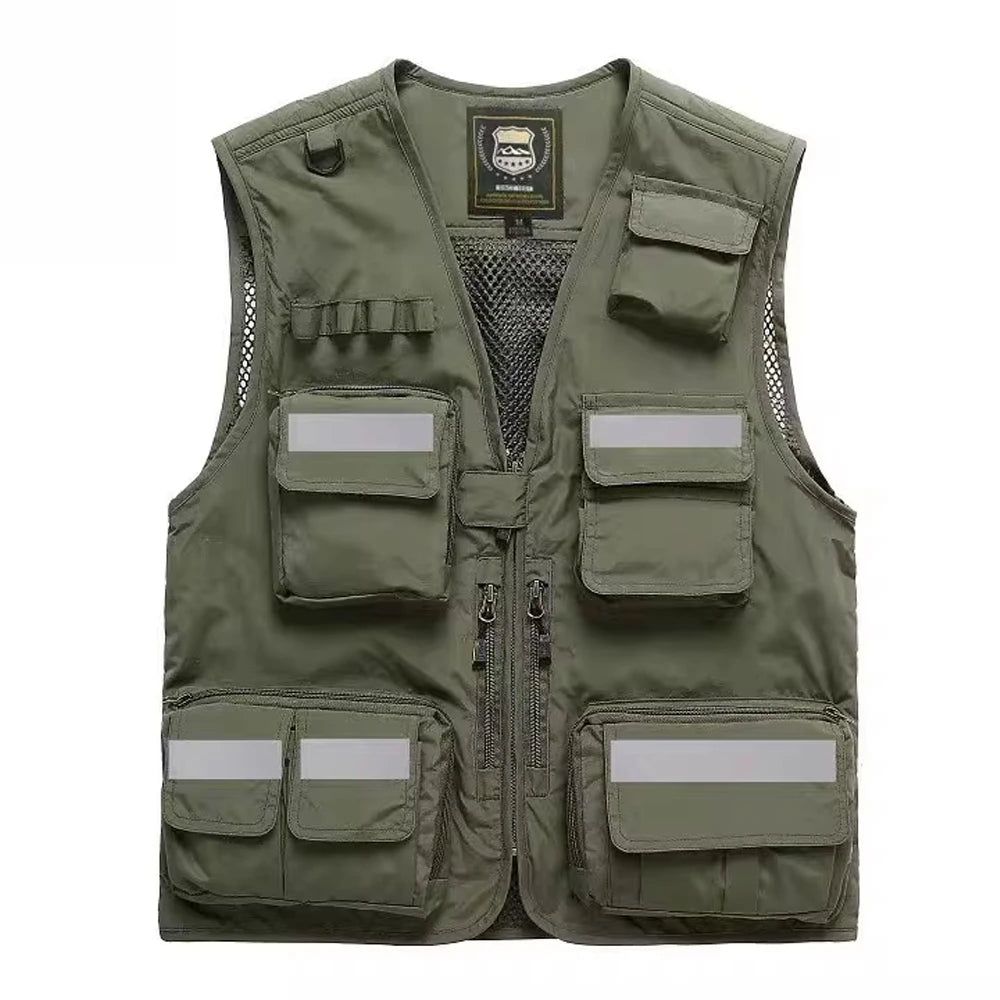 Safety Vest Man Working Clothes Multi Pocket Photography Hiking Fishing Breathable Mesh Hi Vis Work Vest