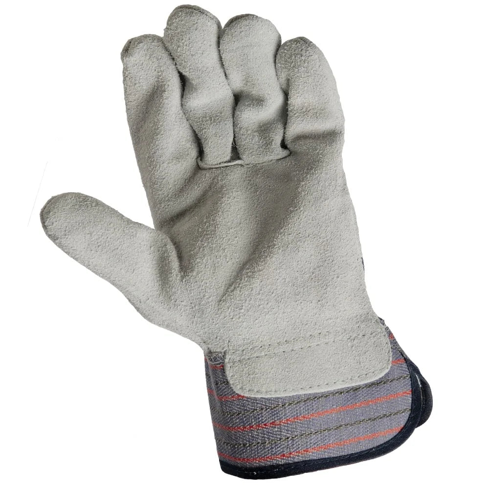 6 Pack Large Leather Palm Work Gloves Durable Cuff Gathered Back Multi-Use Outdoor Cleaning Construction Material Handling