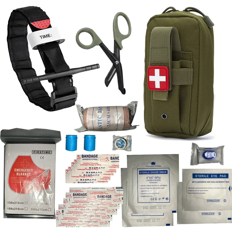 IFAK Trauma Survival Kit First Aid Medical Pouch Emergency Survival Gear Equipment with Molle Car Travel Hiking Tourniquetrats