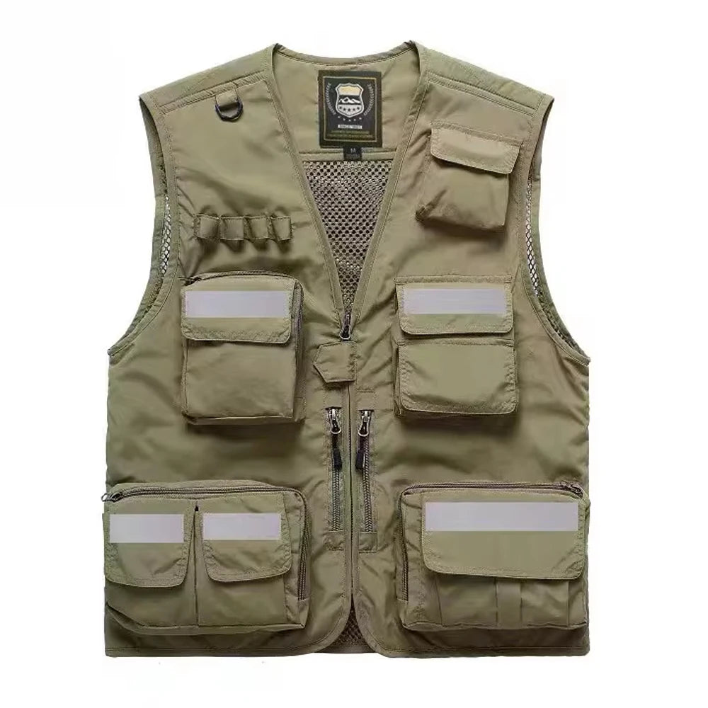 Safety Vest Man Working Clothes Multi Pocket Photography Hiking Fishing Breathable Mesh Hi Vis Work Vest