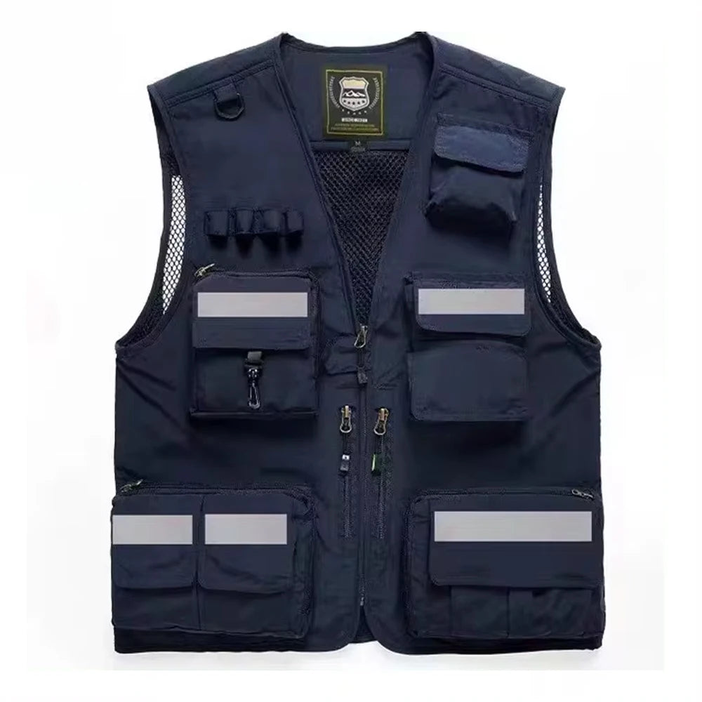 Safety Vest Man Working Clothes Multi Pocket Photography Hiking Fishing Breathable Mesh Hi Vis Work Vest
