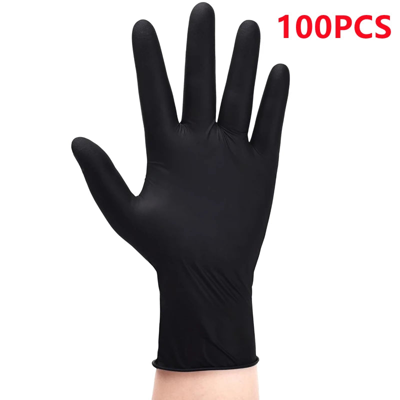 20/50/100PCS Disposable Nitrile Gloves Anti-Slip Black Industrial Gloves for Auto Mechanic Repair Cleaning Working Powder Free