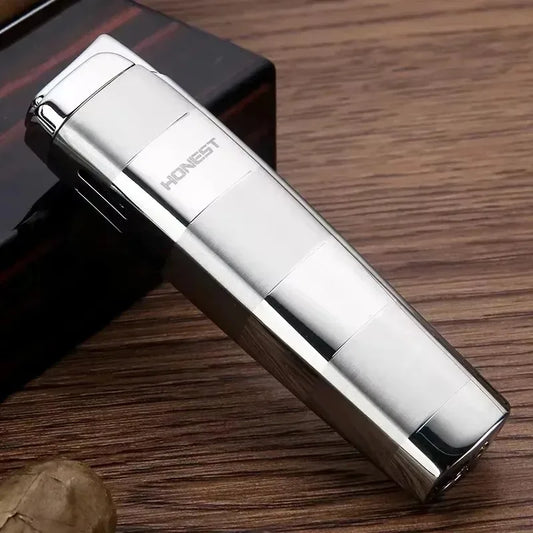 HONEST Butane Torch Lighter Windproof Blue Flame Metal Compact Cigar Ignition Men's EDC Survival Gear Luxury Premium Gift
