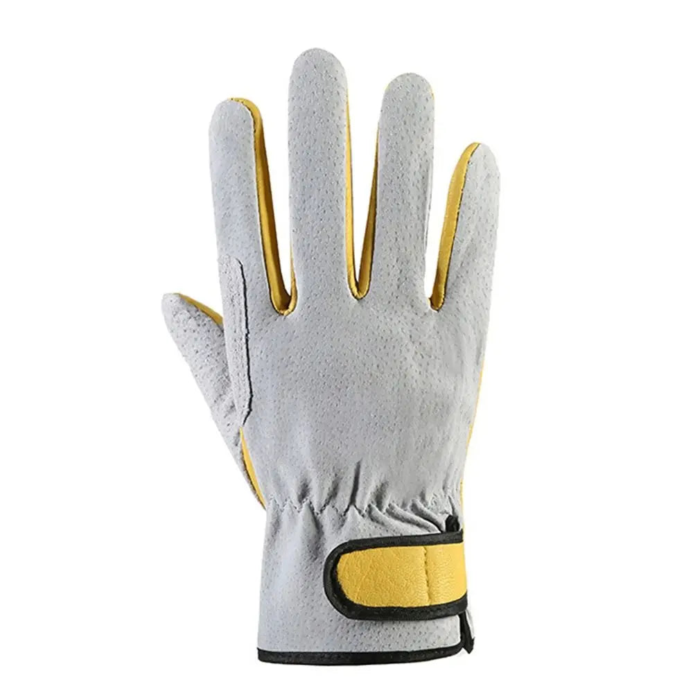Welding Gloves Heat-Resistant Flame Retardant Leather Work Gloves Grey Yellow Anti-cutting Oven Fireplace Welder Supplies