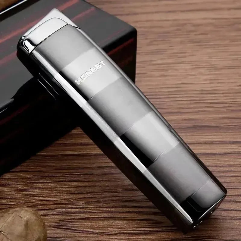 HONEST Butane Torch Lighter Windproof Blue Flame Metal Compact Cigar Ignition Men's EDC Survival Gear Luxury Premium Gift