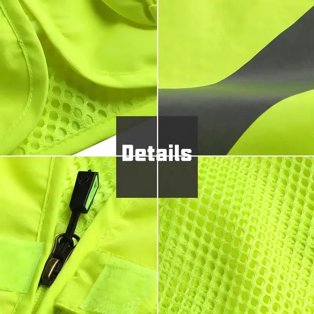 Safety Vest Man Working Clothes Multi Pocket Photography Hiking Fishing Breathable Mesh Hi Vis Work Vest