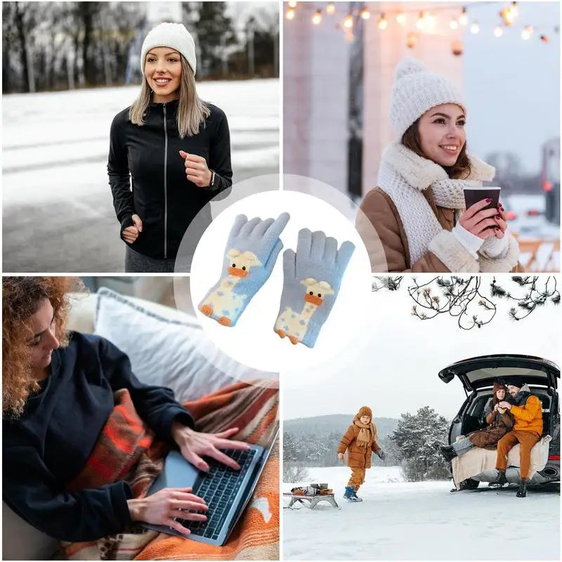 Winter Gloves Cold Weather Cartoon Warm Winter Mittens Texting Warm Gloves Cycling Driving Gloves For Working Skiing Running