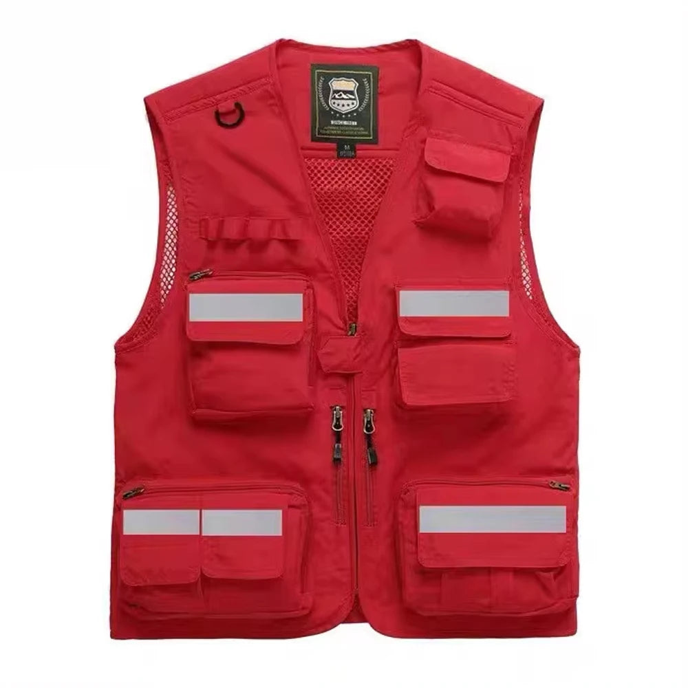 Safety Vest Man Working Clothes Multi Pocket Photography Hiking Fishing Breathable Mesh Hi Vis Work Vest