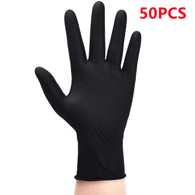 20/50/100PCS Disposable Nitrile Gloves Anti-Slip Black Industrial Gloves for Auto Mechanic Repair Cleaning Working Powder Free