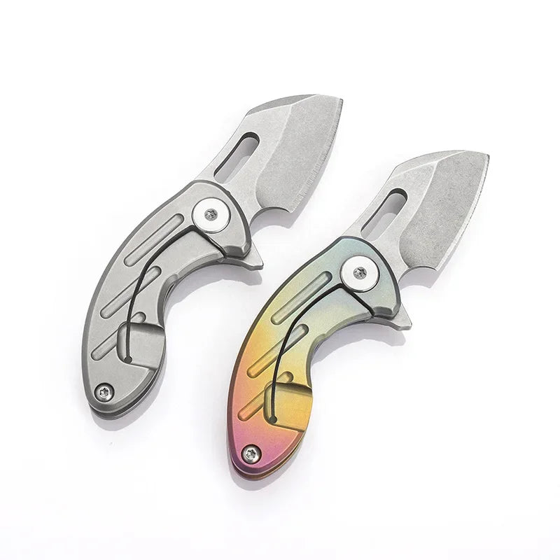 Titanium alloy S35VN folding knife high hardness keychain pocket knife outdoor EDC self-defense mini pocket knife cutting tool