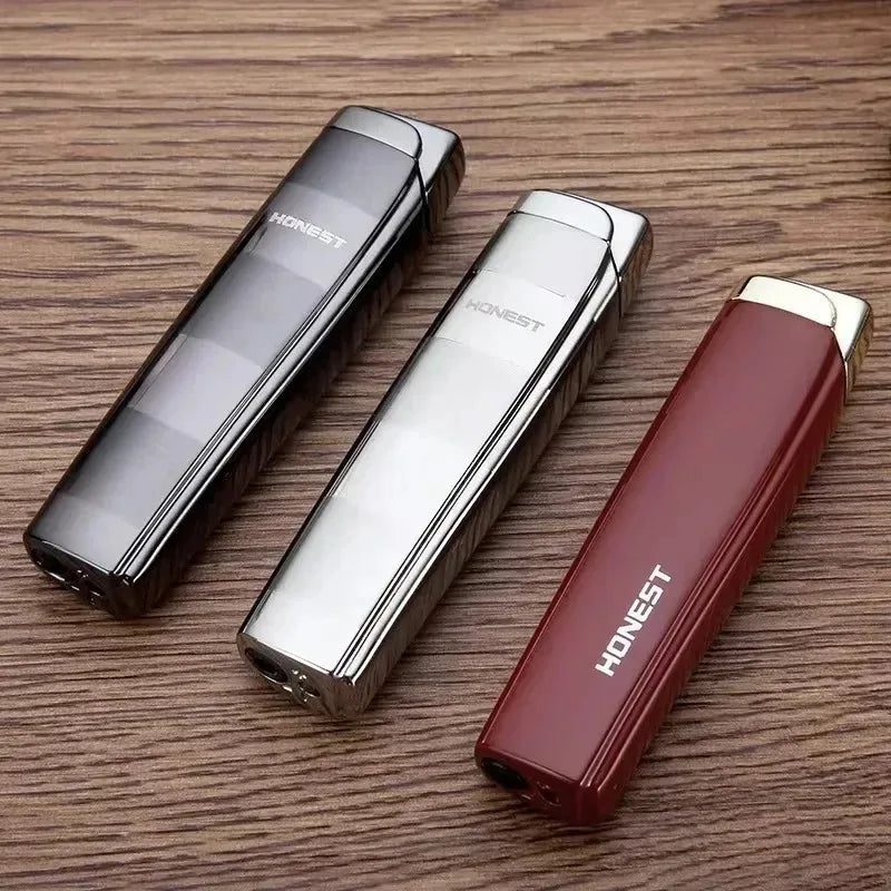 HONEST Butane Torch Lighter Windproof Blue Flame Metal Compact Cigar Ignition Men's EDC Survival Gear Luxury Premium Gift