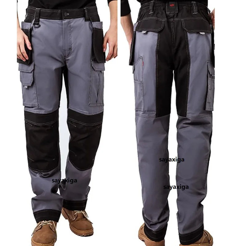 Mens Working Pants With Knee Pads Multi Pockets Cargo Pants Work Pants For Men Workwear Cargo Trousers Welding Repairman Uniform