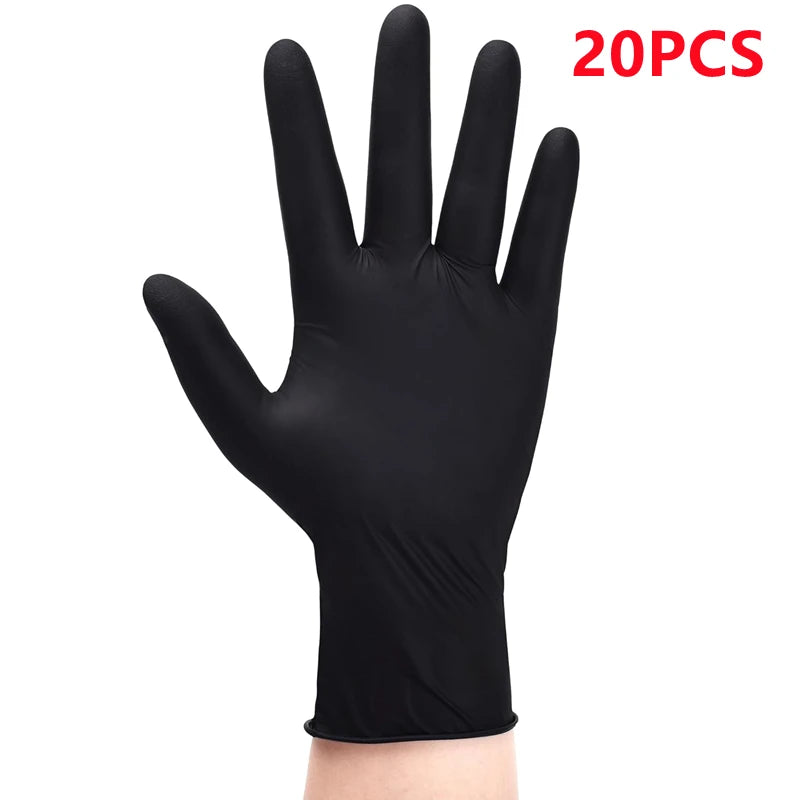 20/50/100PCS Disposable Nitrile Gloves Anti-Slip Black Industrial Gloves for Auto Mechanic Repair Cleaning Working Powder Free