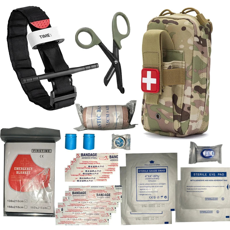 IFAK Trauma Survival Kit First Aid Medical Pouch Emergency Survival Gear Equipment with Molle Car Travel Hiking Tourniquetrats