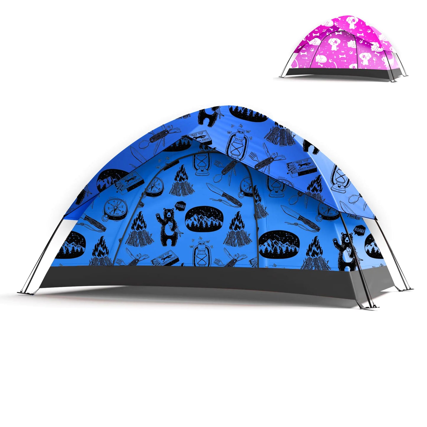 KidzAdventure 2 in 1 Kids Play Tent/Kids Tent for Camping | 1 – 2 Person Backpacking Tent for Kids | Ultralight Indoor & Outdoors Kids Tents – Best Friends Theme