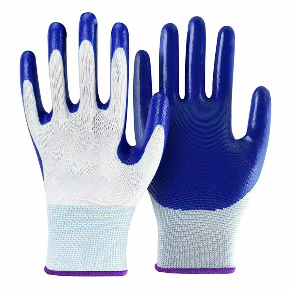 Nylon Safety Working Gloves Premium Nitrile Coated Builders Excellent Grip Gardening Grip Industrial Protective Work Gloves