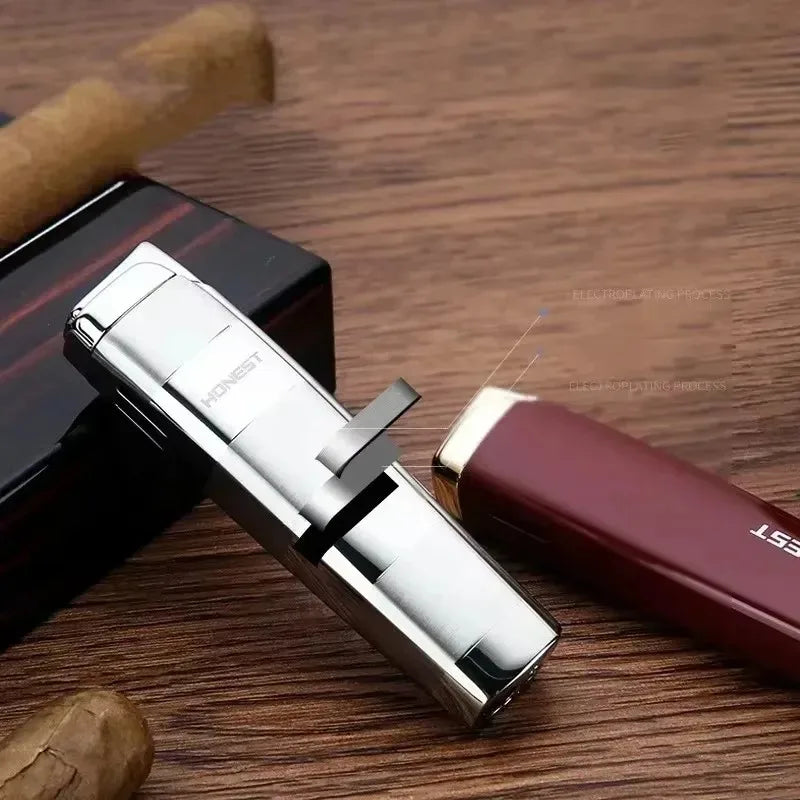 HONEST Butane Torch Lighter Windproof Blue Flame Metal Compact Cigar Ignition Men's EDC Survival Gear Luxury Premium Gift