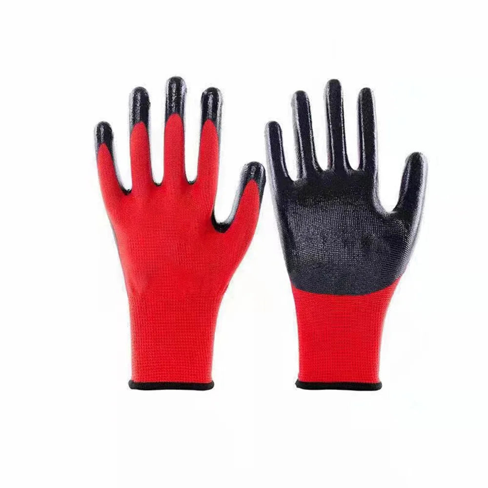 Nylon Safety Working Gloves Premium Nitrile Coated Builders Excellent Grip Gardening Grip Industrial Protective Work Gloves